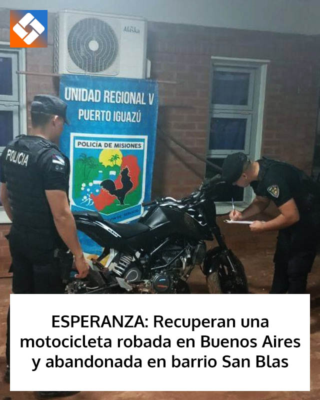 ESPERANZA: Recuperan una motocicleta robada en Buenos Aires y abandonada en barrio San Blas