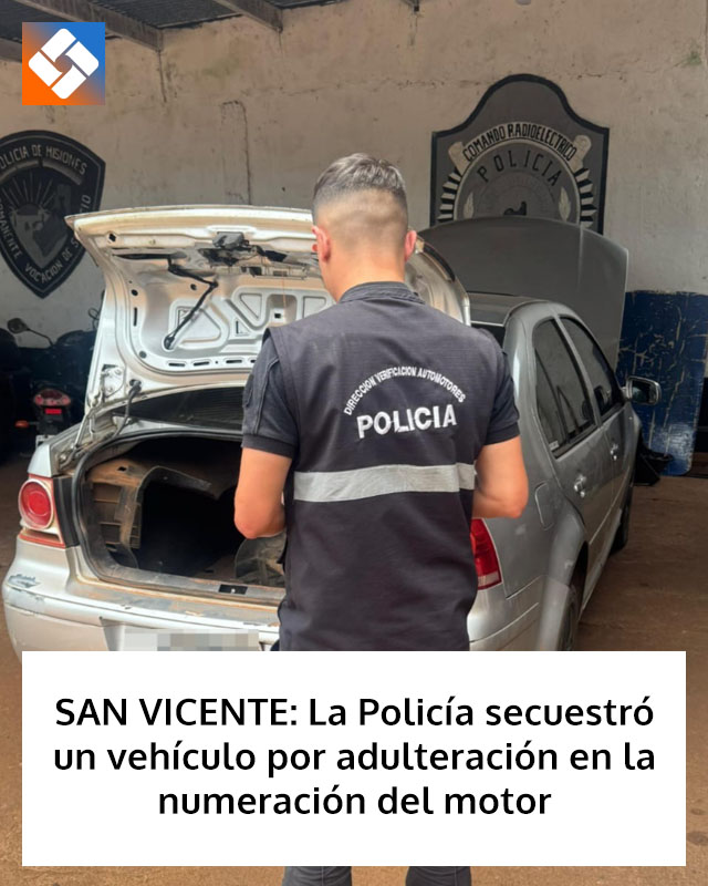 SAN VICENTE: La Policía secuestró un vehículo por adulteración en la numeración del motor