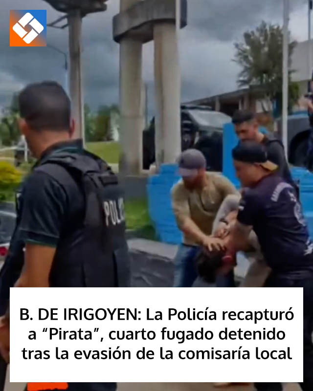 B. DE IRIGOYEN: La Policía recapturó a “Pirata”, cuarto fugado detenido tras la evasión de la comisaría local