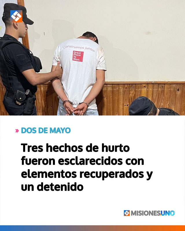 DOS DE MAYO: Tres hechos de hurto fueron esclarecidos con elementos recuperados y un detenido