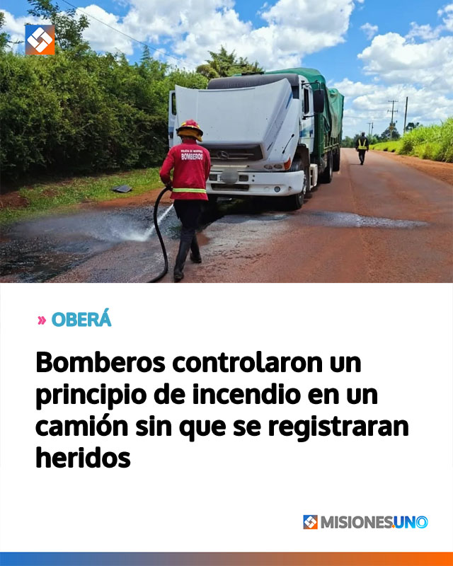 Bomberos controlaron un principio de incendio en un camión sin que se registraran heridos