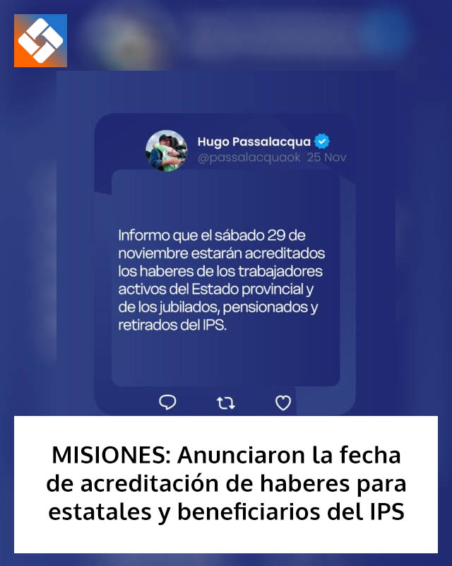 MISIONES: Anunciaron la fecha de acreditación de haberes para estatales y beneficiarios del IPS MISIONES: Anunciaron la fecha de acreditación de haberes para estatales y beneficiarios del IPS