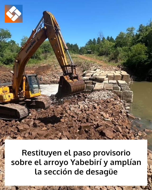 Restituyen el paso provisorio sobre el arroyo Yabebirí y amplían la sección de desagüe